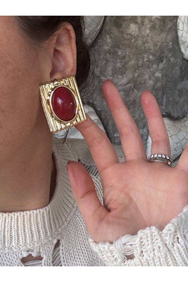 أقراط مسننة مستطيلة الشكل - 3