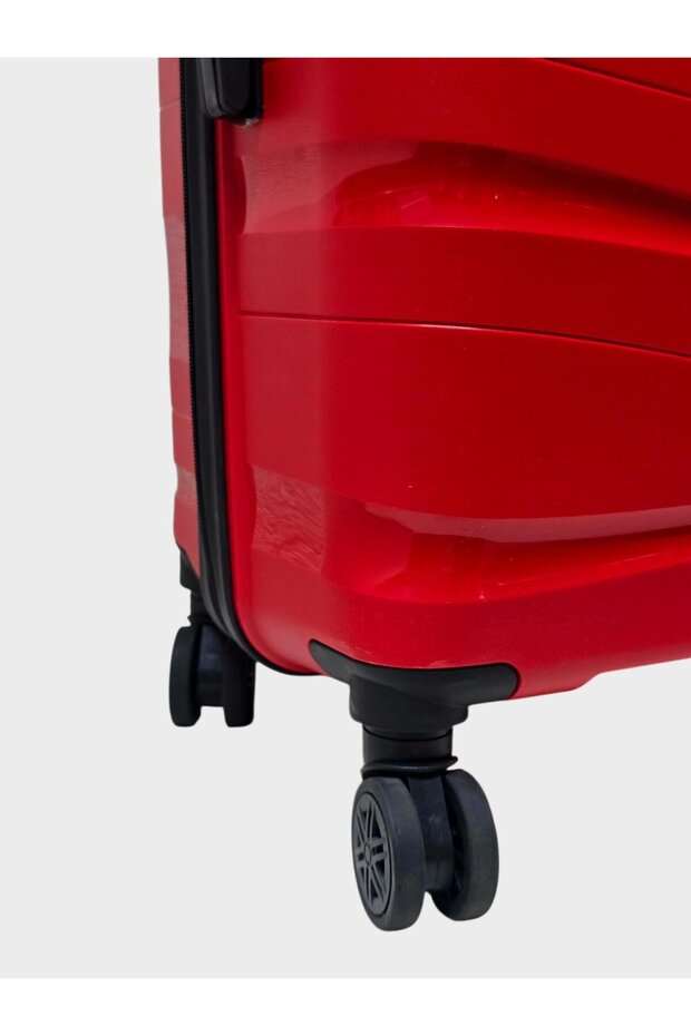 Dalgalı Silikon 3'lü Valiz Set Kırmızı - 6