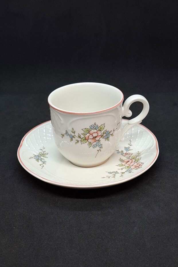 Rosette Porcelain Tea/Coffee Cup and Saucer 2 Pieces 120 ml