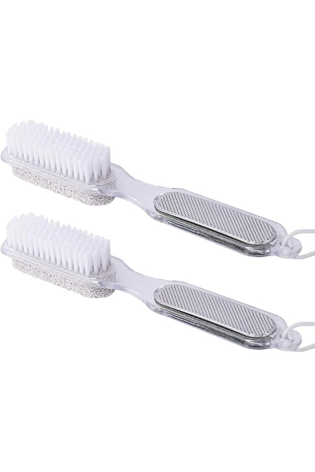 2 Pcs 4-in-1 Foot File Callus Remover - Pedicure Tool with Brush, Pumice, Rasp & Sandpaper