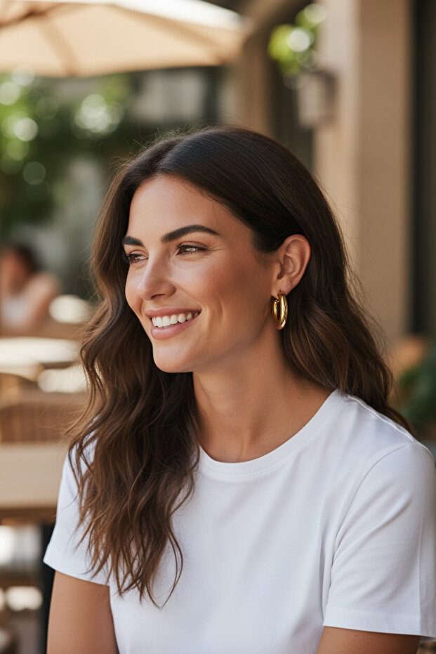 Gold Steel Hoop Earrings