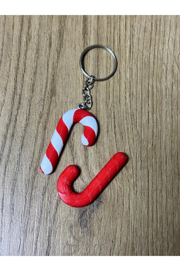 سلسلة مفاتيح على شكل حلوى رأس السنة ثلاثية الأبعاد - 1