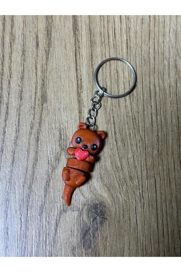 سلسلة مفاتيح على شكل دمية دب بقلب متحرك ثلاثي الأبعاد - 1