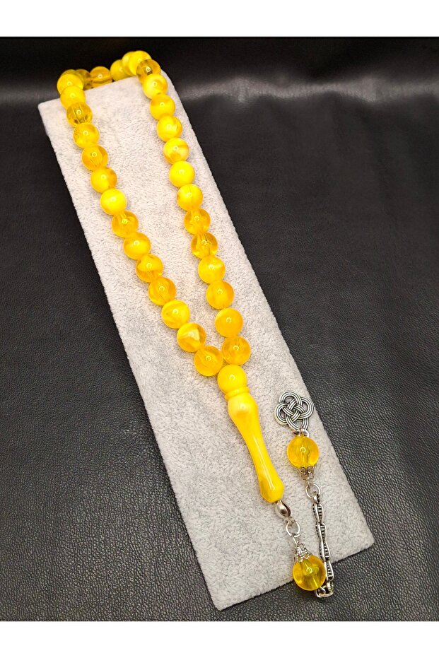 Special Round Sphere Cut Yellow Color Powder Amber Prayer Beads