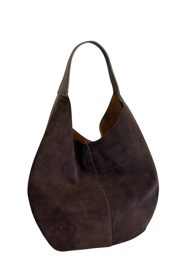 Suede Stitched Women's Shoulder Bag