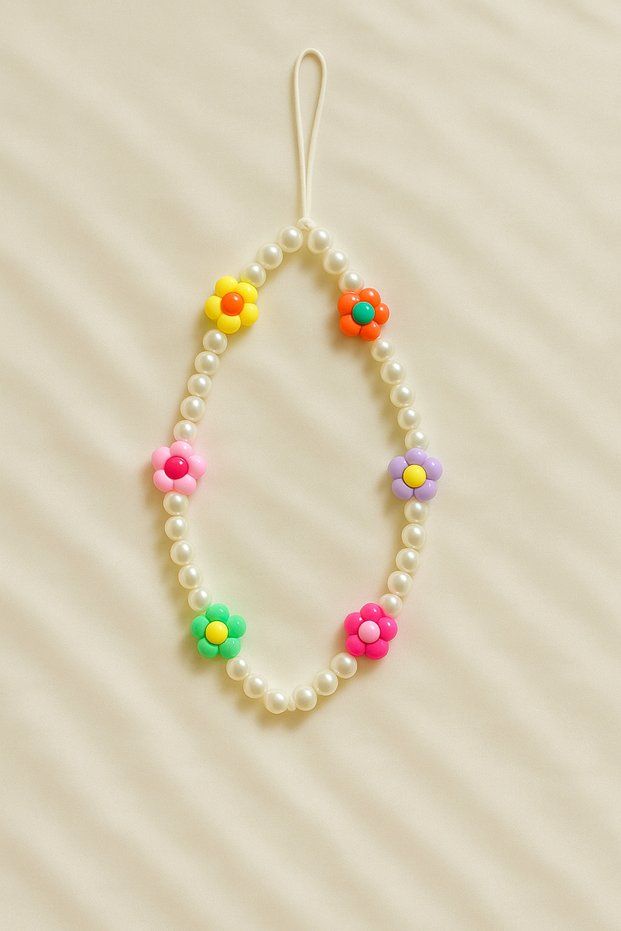 Floral Phone Charm Daisy Baroque Pearl Phone Lanyard Bag Charm