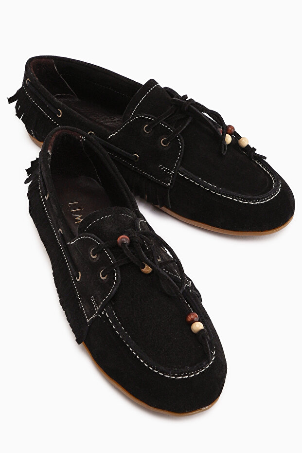 Rania Genuine Leather Black Women's Loafer Shoes