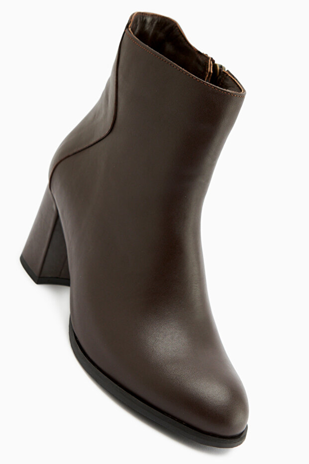 Eliza Genuine Leather Brown Heeled Women's Boots