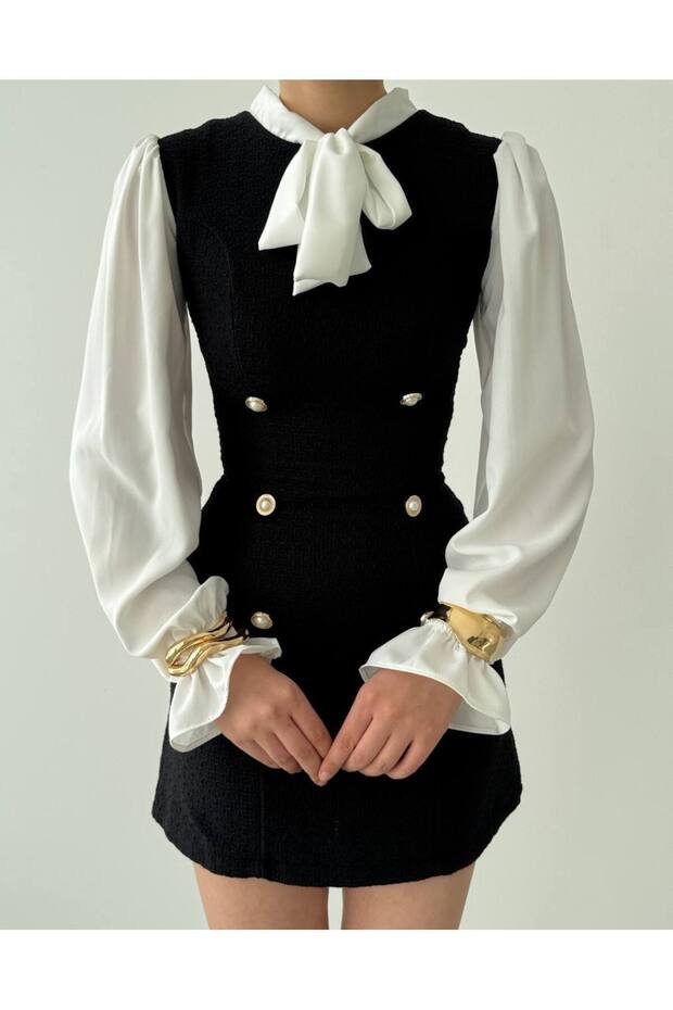 Yakalı Mini Elbise - 4