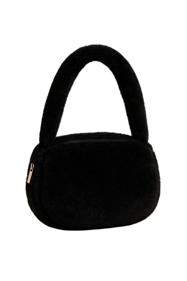 Kadın Siyah Peluş Askılı Çanta - 4