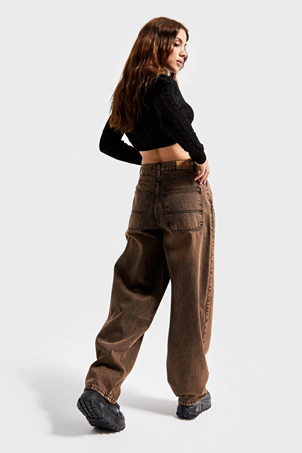 Its Basic Women's Special Coffee Color Skater Fit 100% Cotton Denim