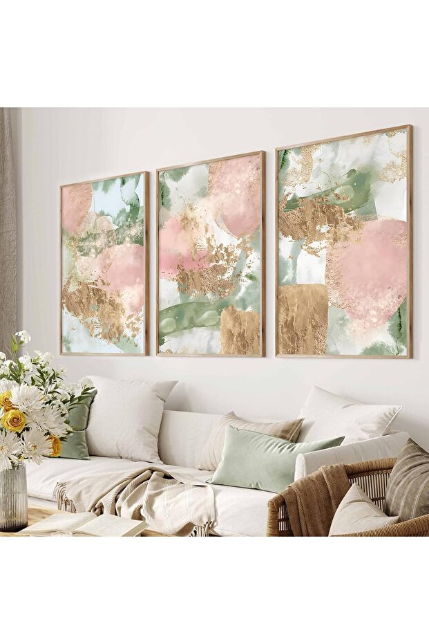 Set of 3 Abstract Minimalist Canvas Art 30x40cm Personalized Framed Wall art Paintings