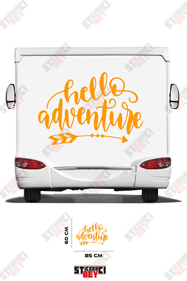 ملصق مطبوع عليه عبارة HELLO ADVANTURE بنمط السهم لتزيين الكرفانات