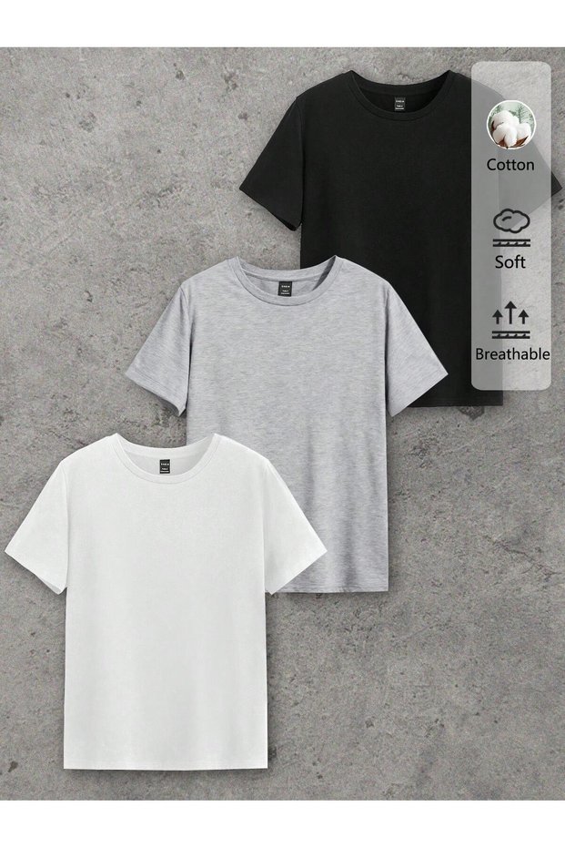 Advantageous Set of 3 Men's Plain Oversized T-Shirts
