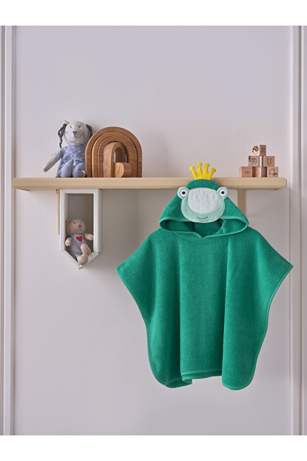 King Frog Figured Towel Poncho - Piny Baby Towel Poncho - King Frog - Cotton