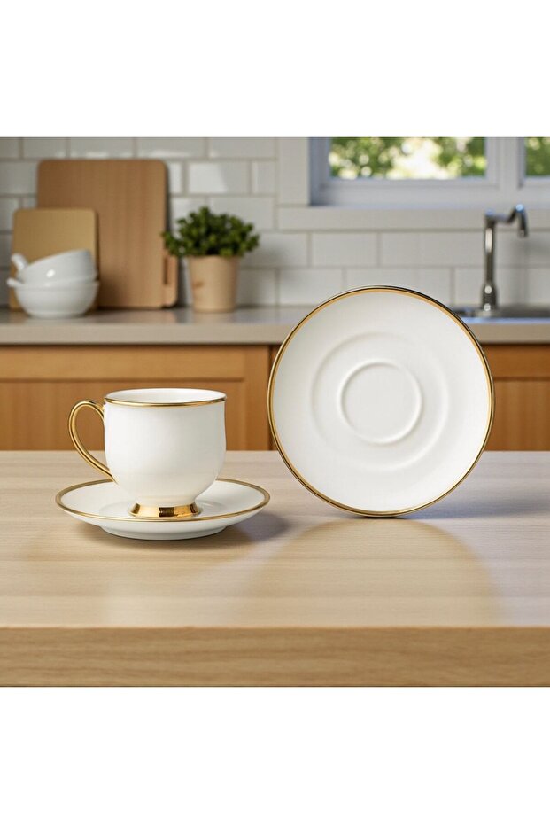 Miray Porcelain Gilded Coffee Cup Set for 6 Persons 9026
