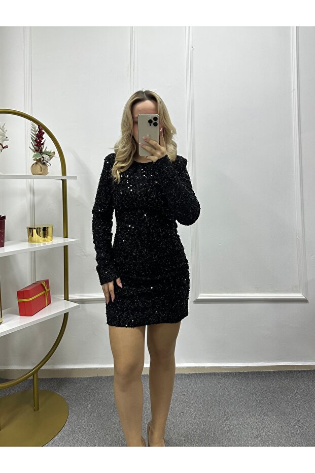 Mini rochie brodata cu paiete - 1