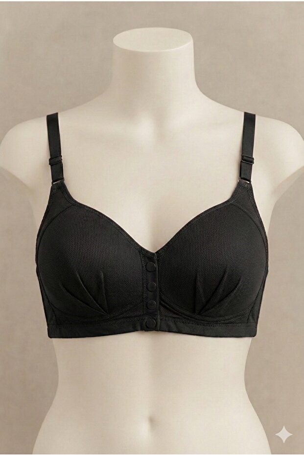Front Snap (Buttoned) Mesh Bra - 1