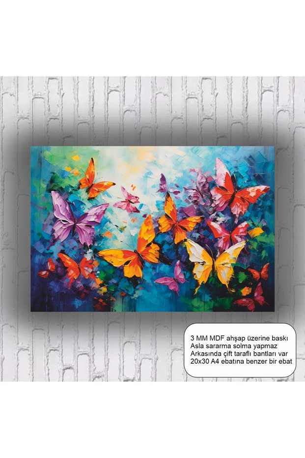 Butterflies Flowers Oil Painting Aesthetic Artistic Mdf Painting Wood Poster