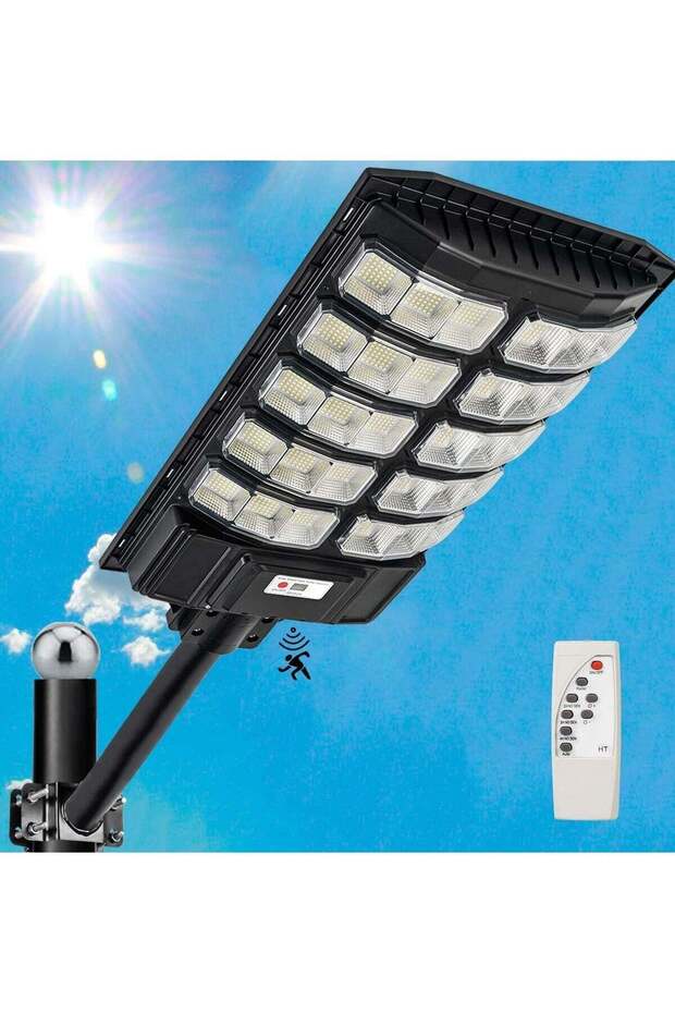 3600W Solar Street Light - Dusk to Dawn, Remote & Motion Sensor, Waterproof, Warm White