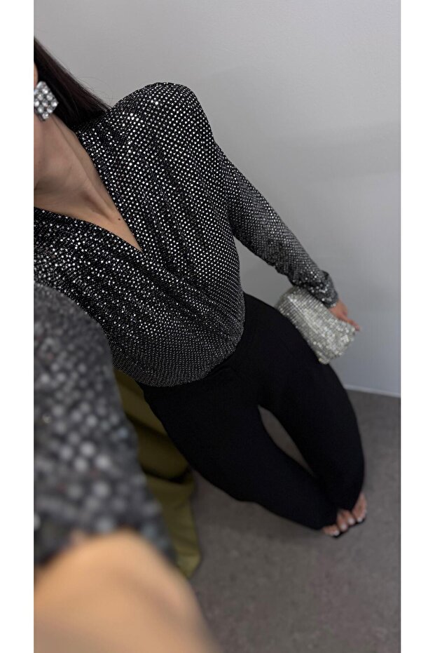 Pullu Gümüş Bodysuit - 2