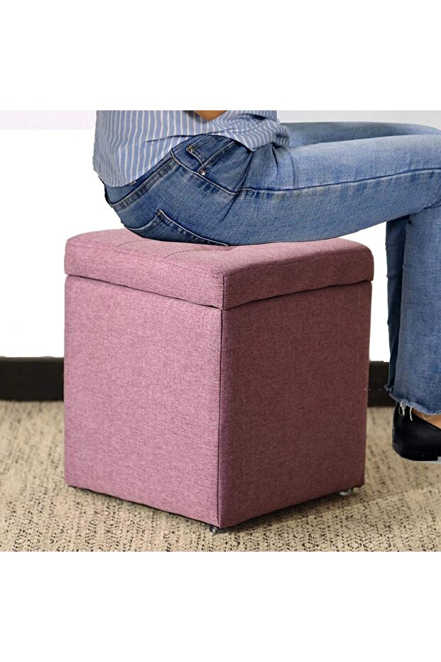 OneDcor Ottoman Stool with Storage Cube Foot Stool Shoe Change Bench, Pouf Seat, Toy Box