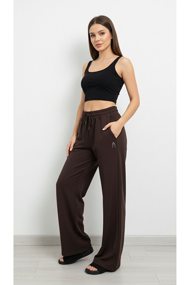 Polo Republi̇ca Co & 1983 Soft Textured Modal Fabric Palazzo Model Women's Single Bottom