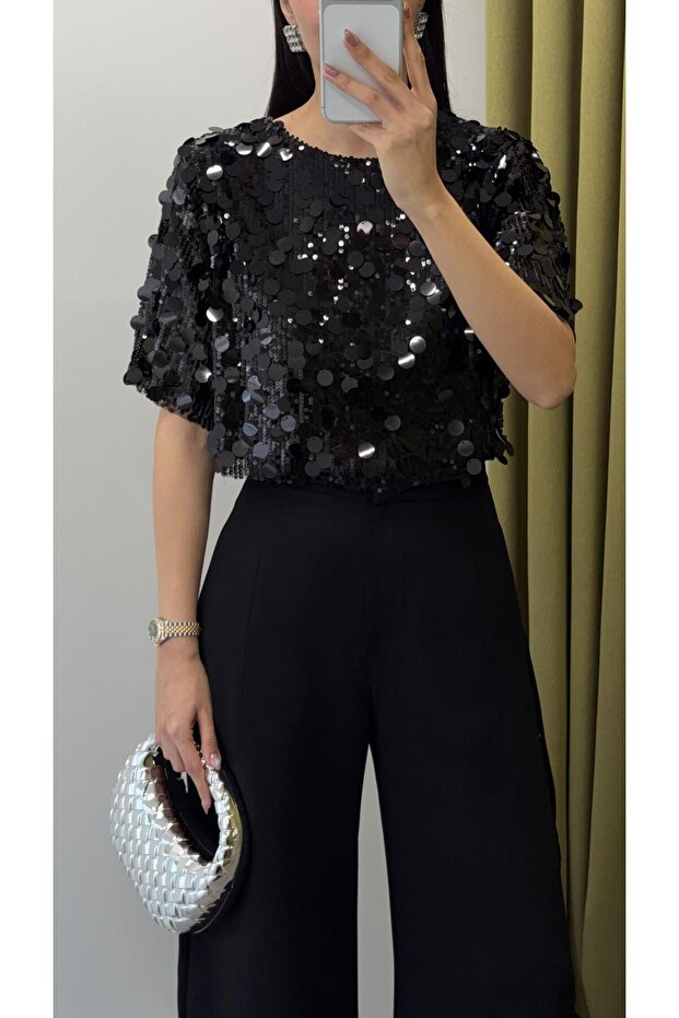 Siyah Pullu Bluz - 2