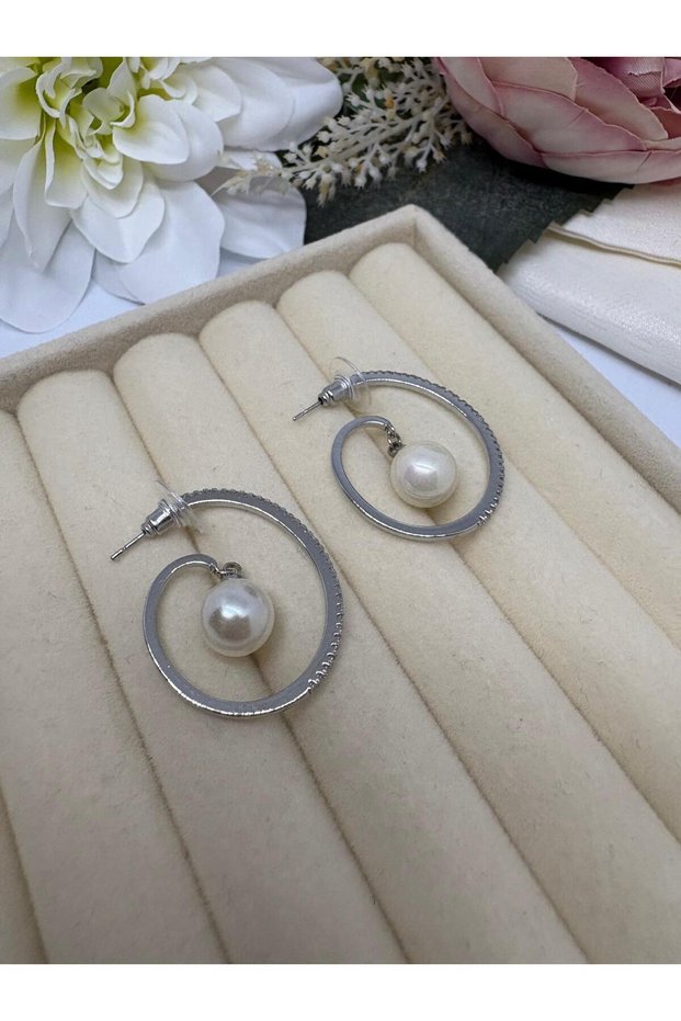 Elegant Design Vintage Double Pearl Steel Earrings