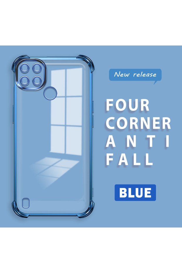 Realme C21Y/C25Y Compatible Transparent Four Corner Silicone Coated Glossy Edge Case