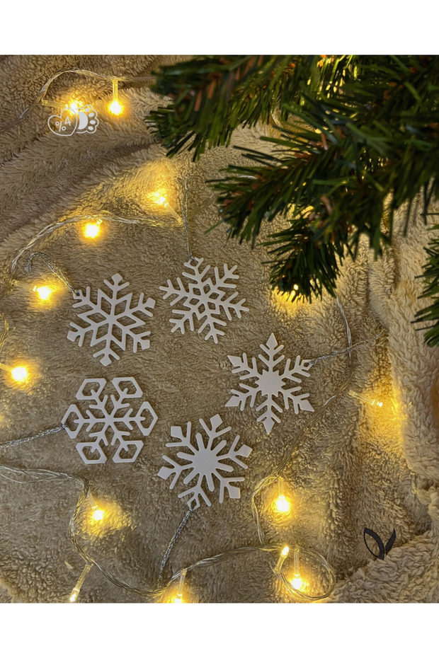 Minimal Snowflakes Christmas Tree Ornaments Set of 10 (7.5 cm) - 3D Printing