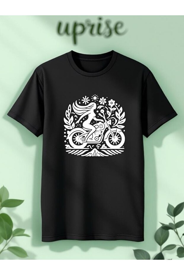 Motorcycle Figure Printed Cotton Oversized Tshirt