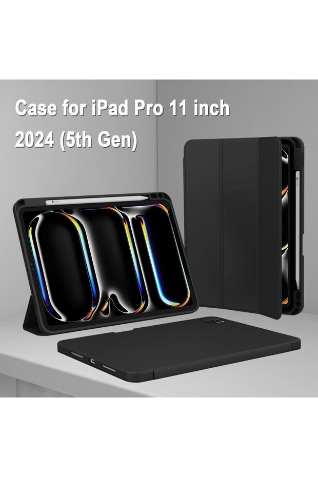 iPad Pro 12.9 Case (2018-2022) with Pencil Holder & Charging - Black