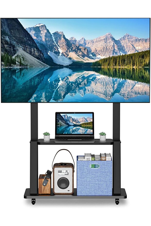 Mobile TV Stand - Rolling Cart for 32-70 inch TVs, Up to 40KG, Height Adjustable