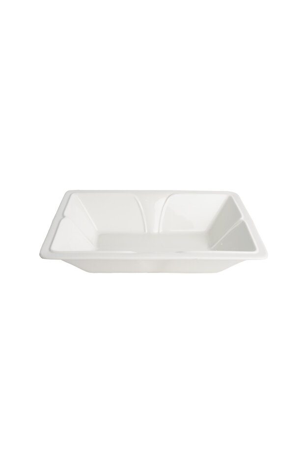 طبق تقديم بورسلان مستطيل بعمق مناسب أبيض - 1