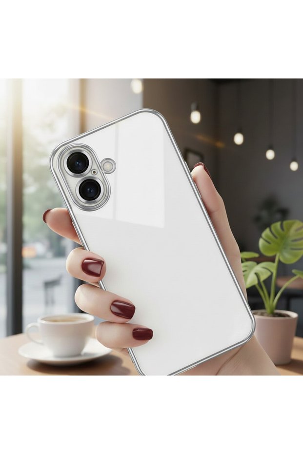 Apple iPhone 17 Compatible Case with Camera Lens Protection, Colored Edges, Transparent, Slim, Soft Design Case
