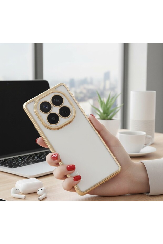غطاء حماية لكاميرا هاتف شاومي ريدمي نوت 14 برو 5G مع حواف ملونة شفافة وتصميم ناعم رقيق