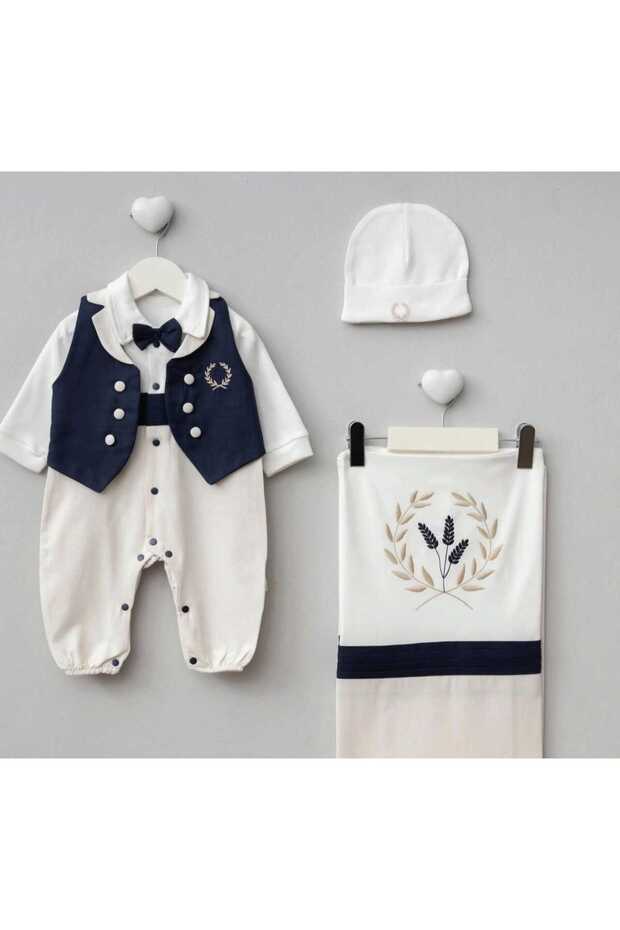 Hospital Release - 4-Piece Navy Blue Baby Boy Set