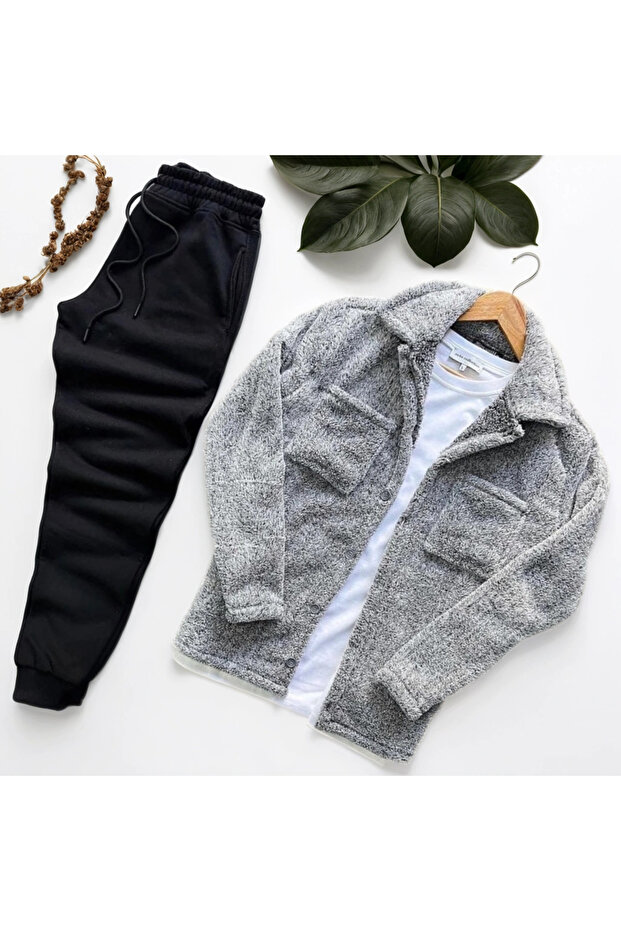 Plush Jacket + Winter Tracksuit 2-Piece Combination
