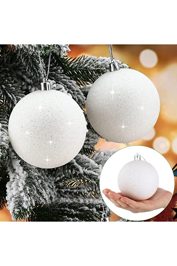 12 Pieces Large Glitter Snowball Ornaments for Christmas Tree