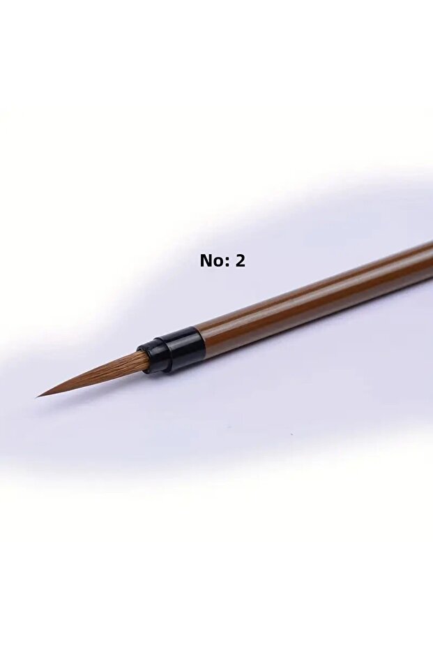 Tahrir Brush Wolf Hair No:2, Porcelain, Ceramic, Gilding, Miniature, Painting, Black Tip-1 Piece