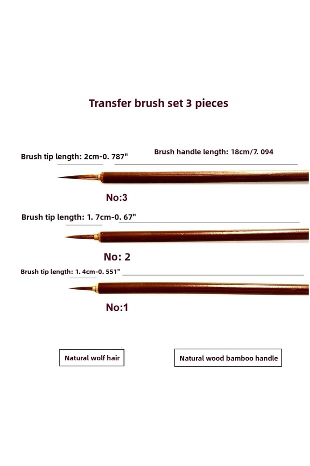 Tahrir Brush Set No:1-2-3 Wolf Hair, Tile, Ceramic, Gilding, Miniature, Painting-3 Pieces