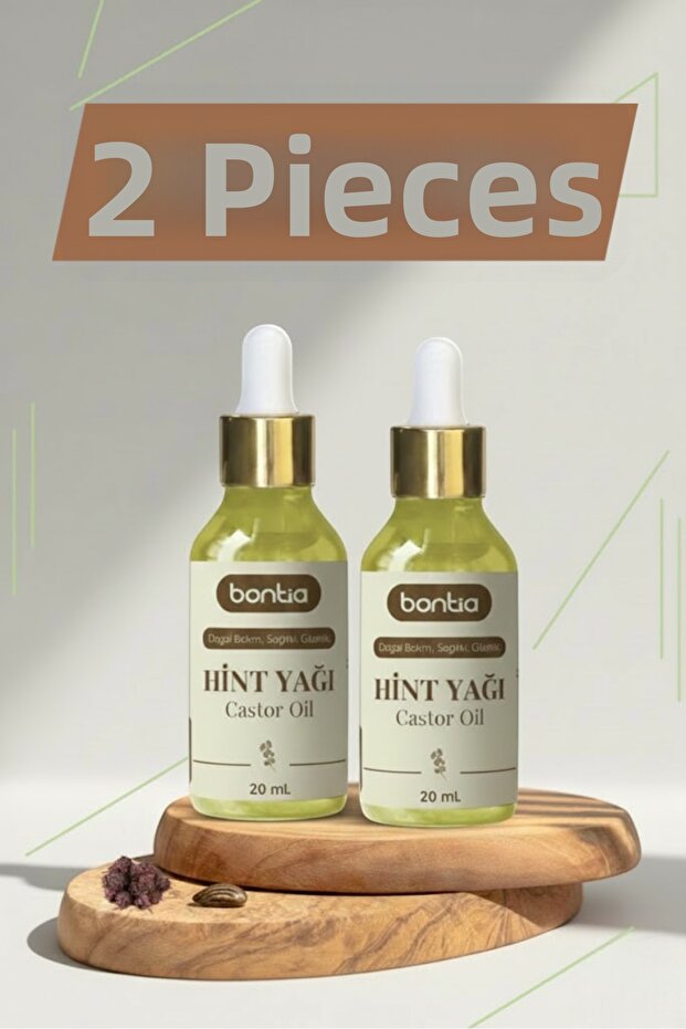Castor Oil 2X20 ml – 100% Pure Cold Pressed Hair, Eyebrow, Eyelash Strengthening & Moisturizing Care Oil