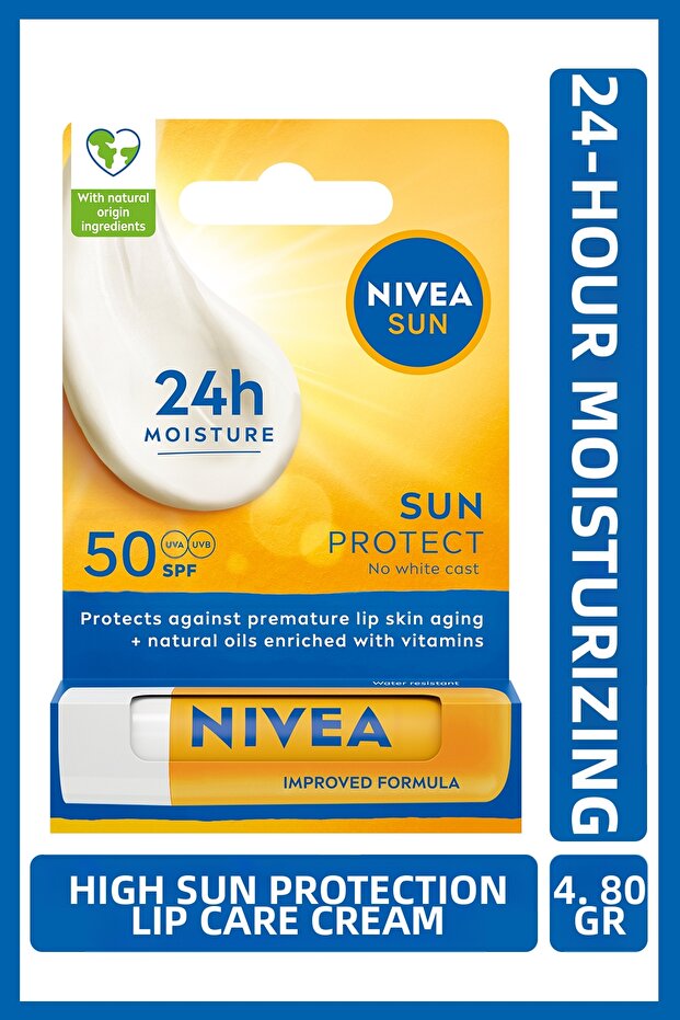 Sun Spf50 High Sun Protection Moisturizing Colorless Lip Care Cream 4.8g, Vitamin C and E