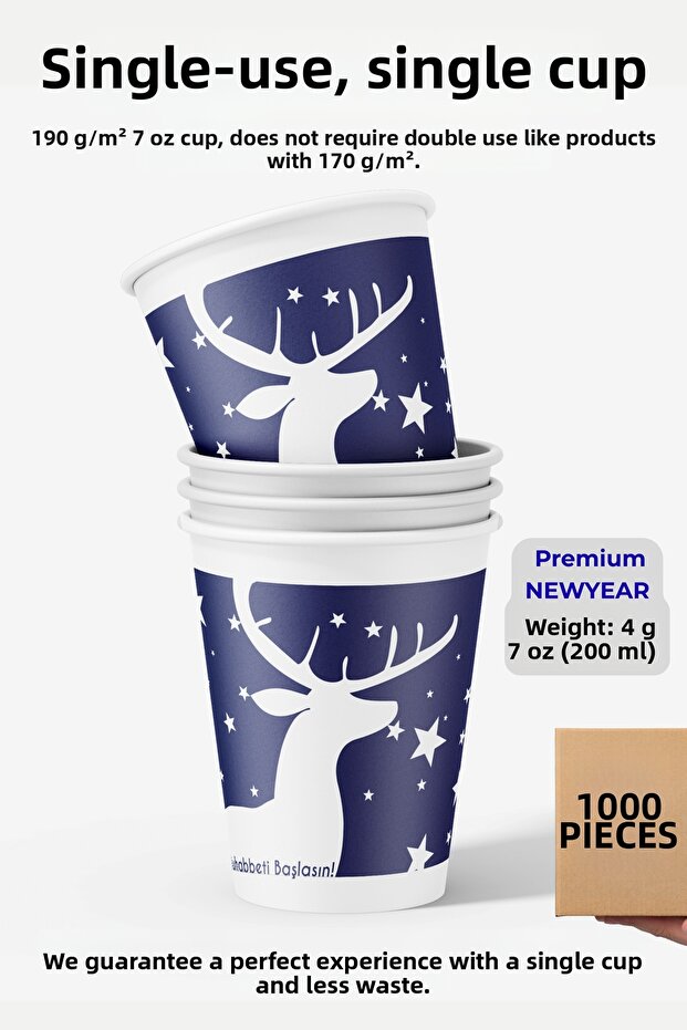 7 oz Paper Cups (200 ml) - 1000 Pieces - Blue Color Wholesale Package Cup Istanbul