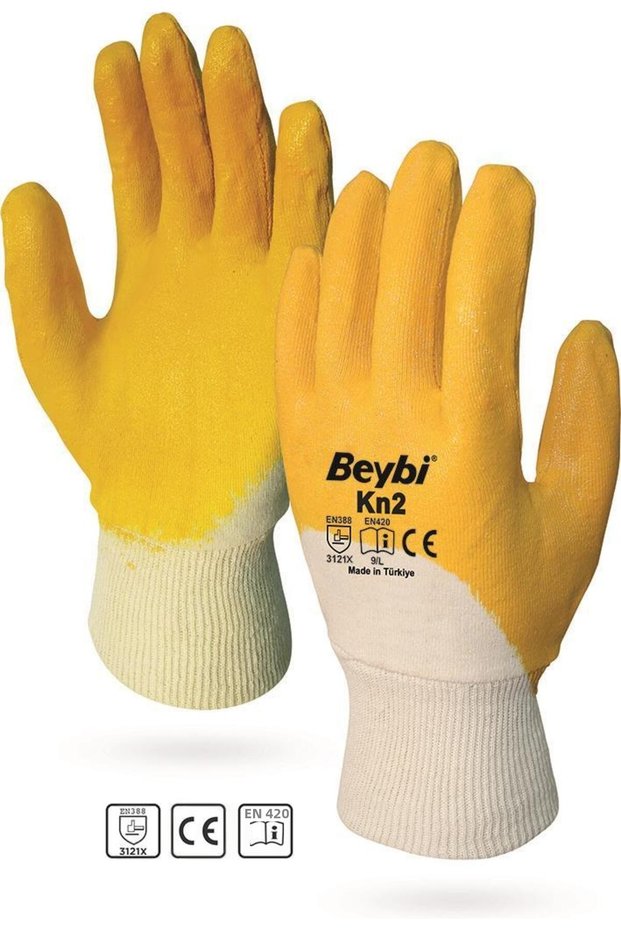 Kn2 No:9 Yellow Nitrile Cotton Gloves