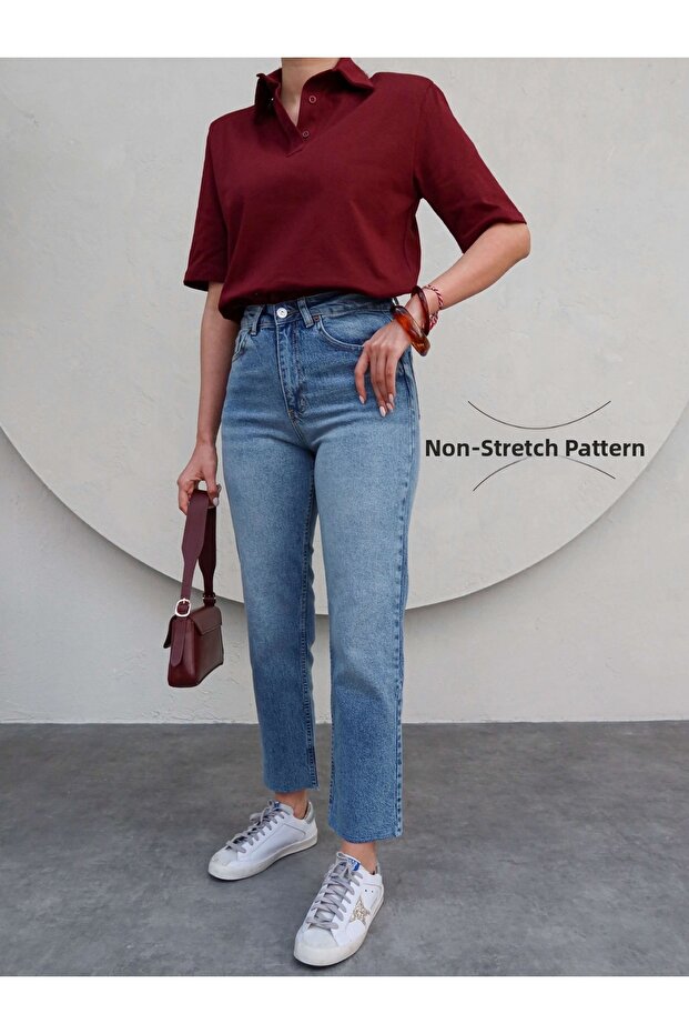 Light Blue Cut-Off Leg Original Jeans