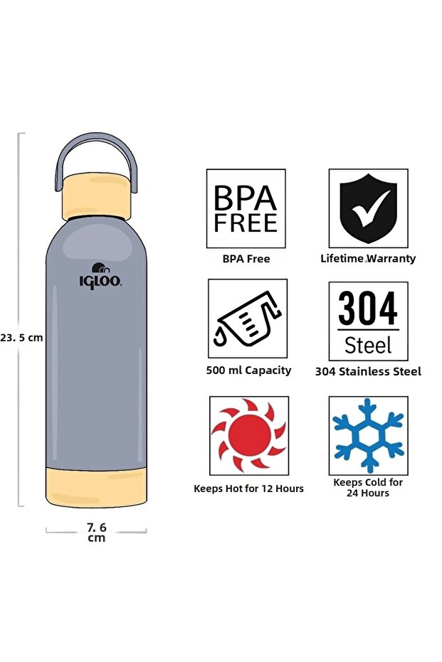 زجاجة ترمس هيدرات برو 500 مل باللون الرمادي - 2
