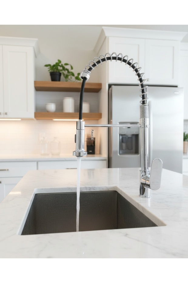 Chrome Industrial Kitchen Faucet - Chrome Sink Faucet - Chrome Kitchen Faucet