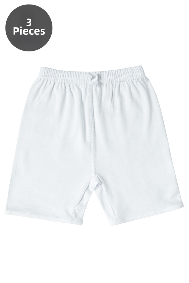 3 Pack 100% Cotton Girls' White Ribbed Shorts 441